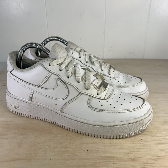 Nike Air Force 1 Low '07 White Leather Shoes 314192-117 Size 7Y/8.5 Women's - Picture 1 of 7